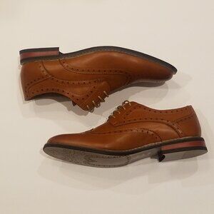 Men's Bruno Marc Size 11 Wide Sophisticated Brown Cognac Wingtip Dress Shoes